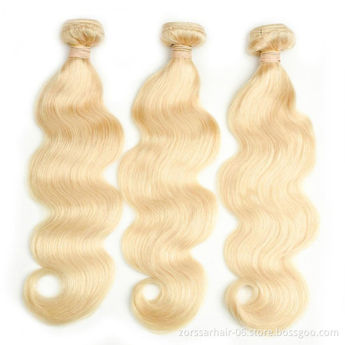 Raw blonde 613 virgin remy hair colors extensions weaving, platinum blonde human hair extension braiding
